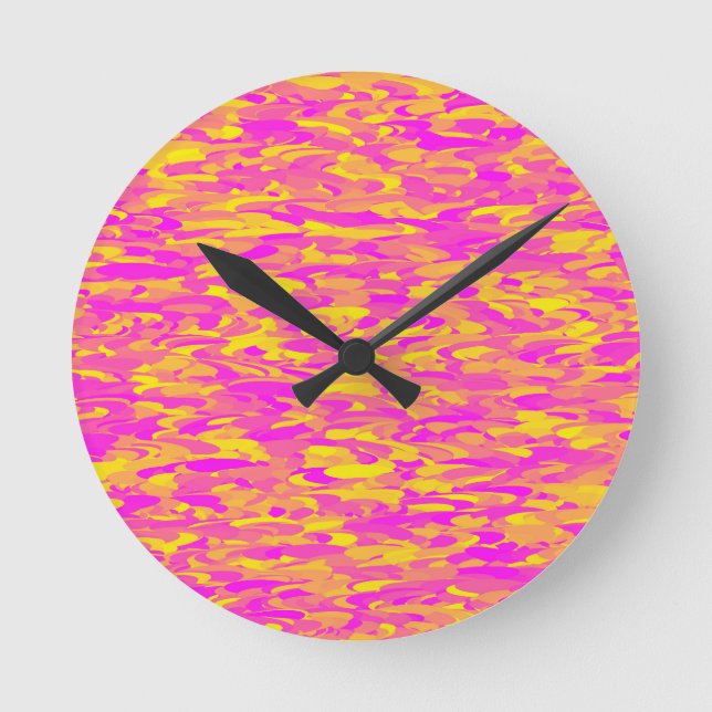 Abstract Pattern Pink Yellow Orange Round Clock (Front)