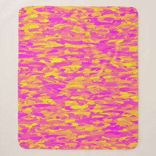 Abstract Pattern Pink Yellow Orange Sherpa Blanket