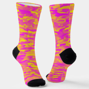 Abstract Pattern Pink Yellow Orange Socks