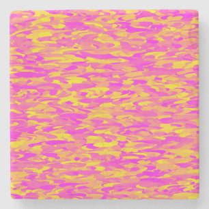 Abstract Pattern Pink Yellow Orange Stone Coaster