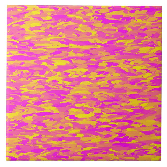 Abstract Pattern Pink Yellow Orange Tile (Front)