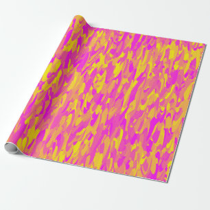 Abstract Pattern Pink Yellow Orange Wrapping Paper