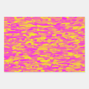 Abstract Pattern Pink Yellow Orange Wrapping Paper Sheet