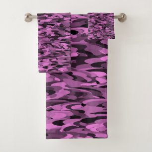 Abstract Pattern Purple Black Bath Towel Set