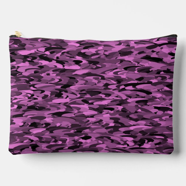 Abstract Pattern Purple Black Large Accessory Pouch (Front)