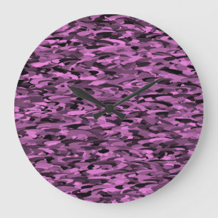 Abstract Pattern Purple Black Large Clock