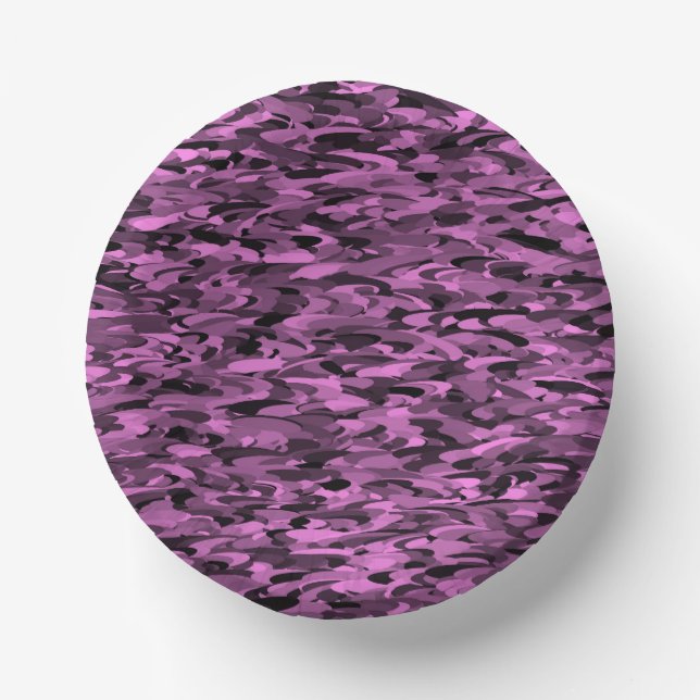 Abstract Pattern Purple Black Paper Plate (Front)