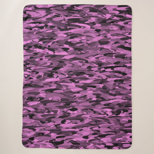 Abstract Pattern Purple Black Sherpa Blanket (Front)