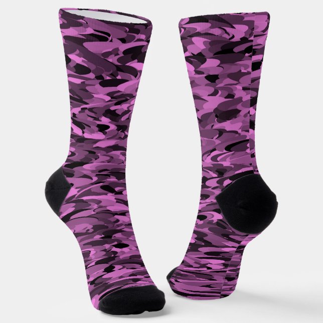 Abstract Pattern Purple Black Socks (Angled)