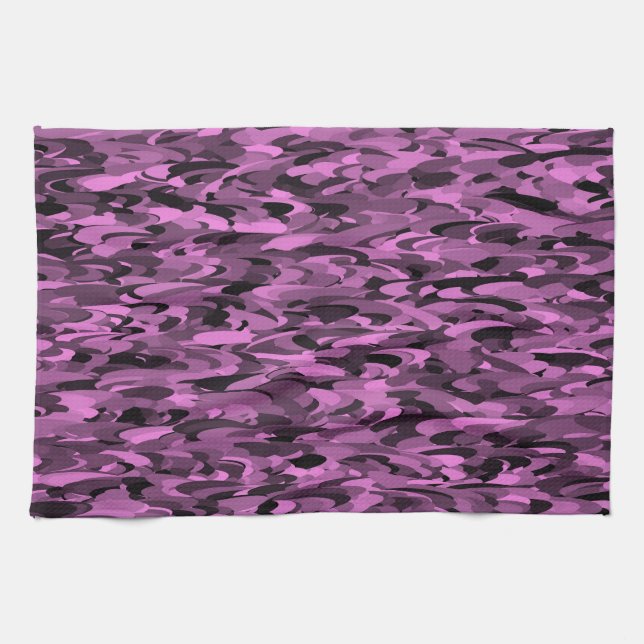 Abstract Pattern Purple Black Tea Towel (Horizontal)
