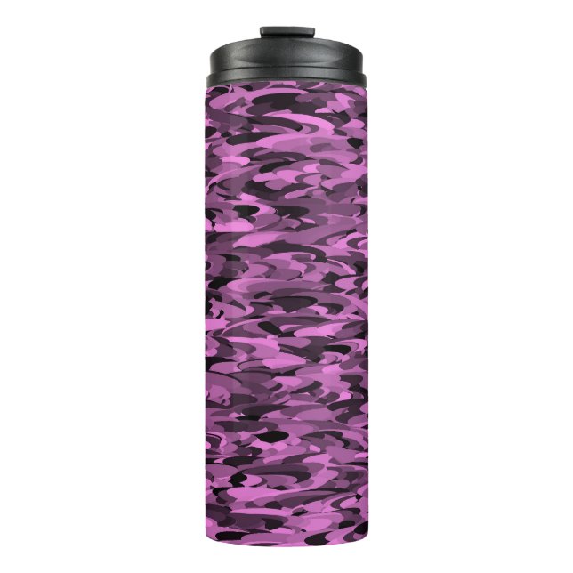 Abstract Pattern Purple Black Thermal Tumbler (Front)