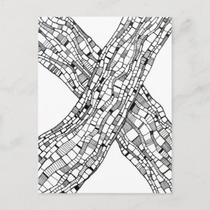 Abstract Pattern Rectangle Shapes Pen Art Postcard