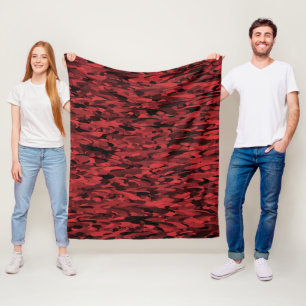 Abstract Pattern Red Black Fleece Blanket