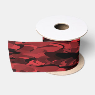 Abstract Pattern Red Black Satin Ribbon