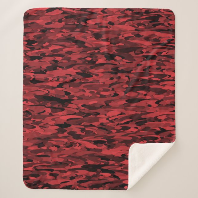 Abstract Pattern Red Black Sherpa Blanket (Front)