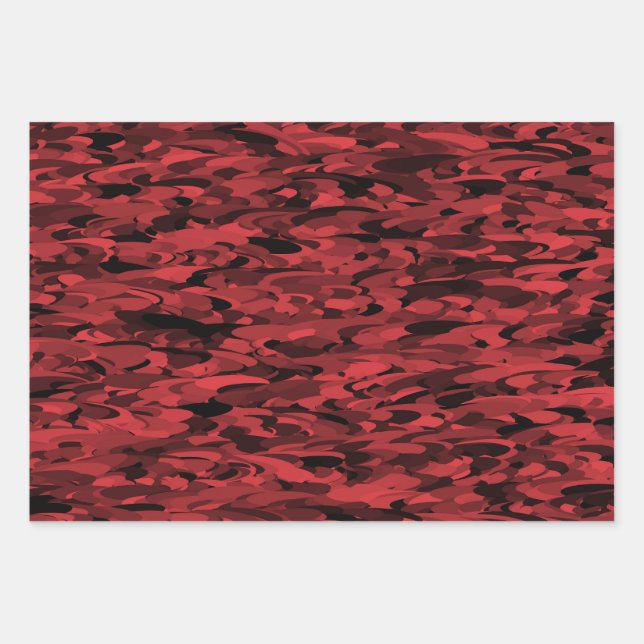 Abstract Pattern Red Black Wrapping Paper Sheet (Front)
