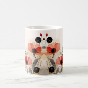 Abstract pattern red flowers background coffee mug