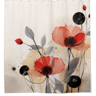 Abstract pattern red flowers background shower curtain