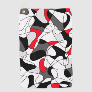 Abstract pattern - red, gray, black and white. golf towel