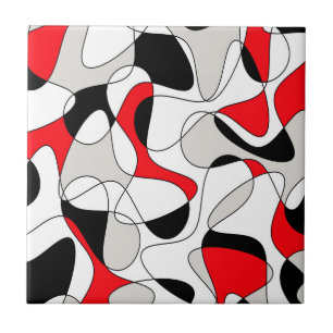 Abstract pattern - red, grey and white. tile