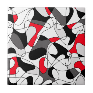 Abstract pattern - red, grey, black and white. tile