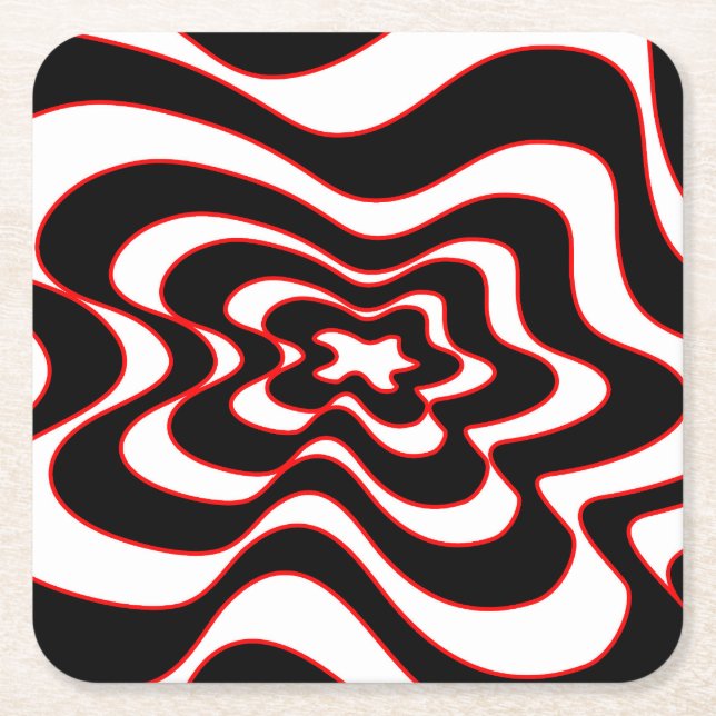 Abstract pattern - red square paper coaster (Front)
