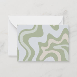 Abstract Pattern Retro Liquid Swirl in Sage Green Card