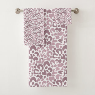 Abstract pattern spotted brown and beige bath towel set