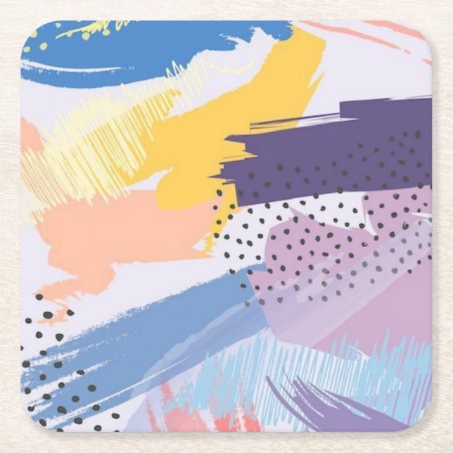 Abstract pattern square paper coaster (Front)