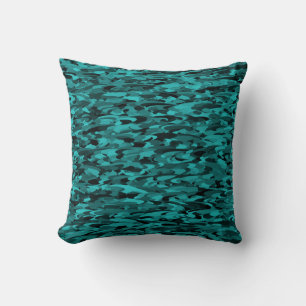 Abstract Pattern Teal Black Cushion