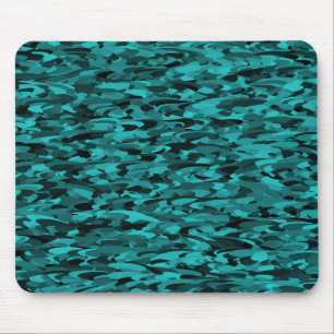 Abstract Pattern Teal Black Mouse Mat
