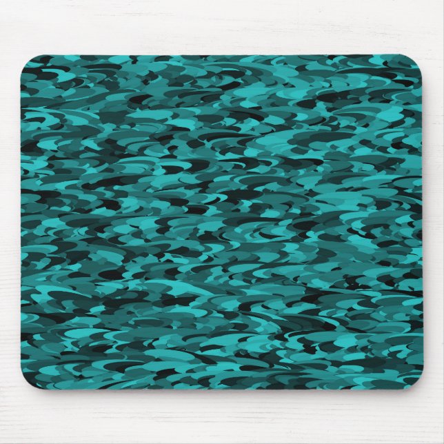 Abstract Pattern Teal Black Mouse Mat (Front)