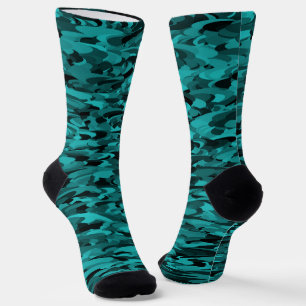 Abstract Pattern Teal Black Socks