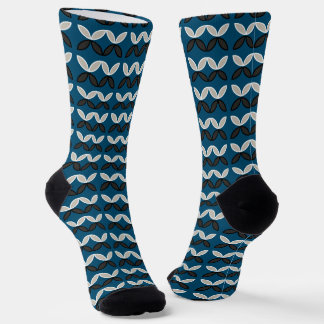Abstract pattern teal white black sock