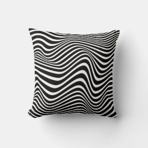 Abstract pattern with black and white wavy lines  cushion