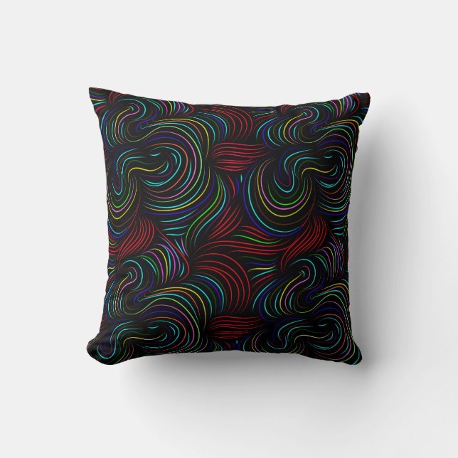 Abstract pattern with multicolored stripes cushion (Front)