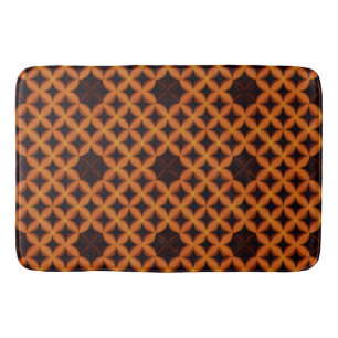 Abstract Pattern with Orange Geometric Petals Bath Mat