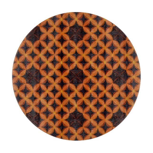 Abstract Pattern with Orange Geometric Petals Cutting Board (Front)
