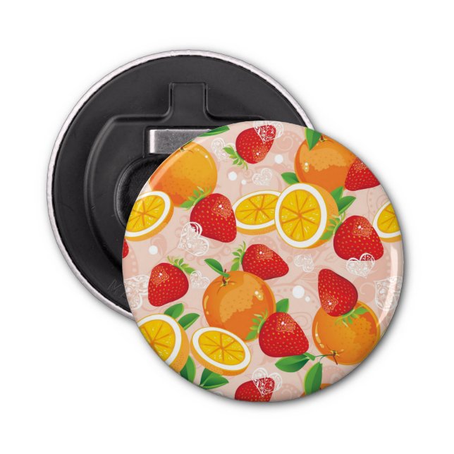 Abstract pattern with strawberry bottle opener (Front)