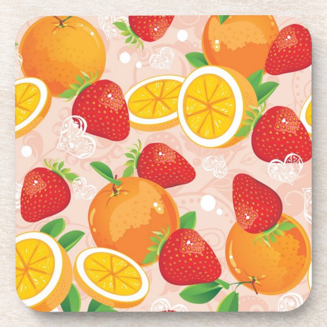 Abstract pattern with strawberry coaster (Front)