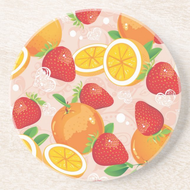 Abstract pattern with strawberry coaster (Front)