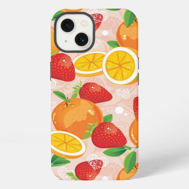 Abstract pattern with strawberry iPhone case (Back)