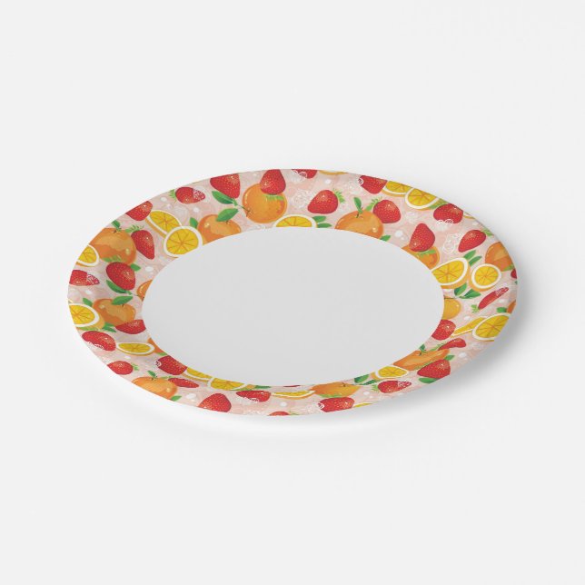 Abstract pattern with strawberry paper plate (Angled)