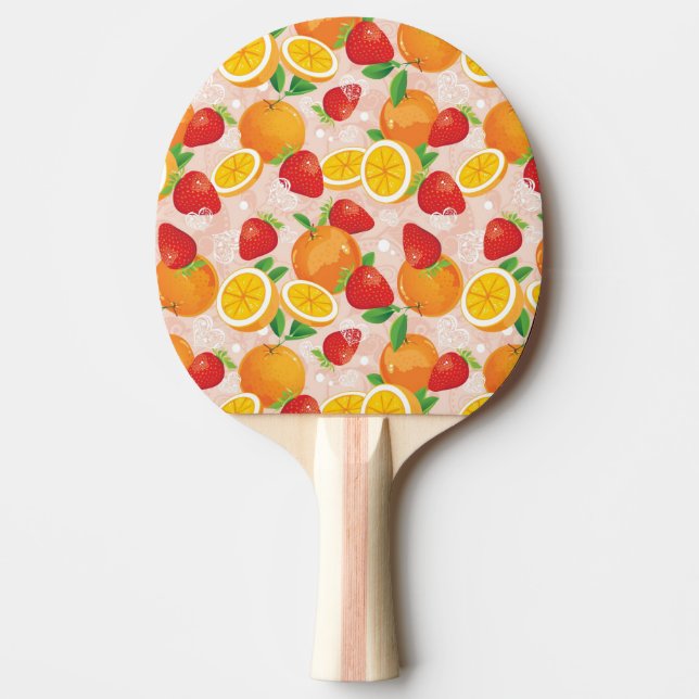 Abstract pattern with strawberry ping pong paddle (Front)