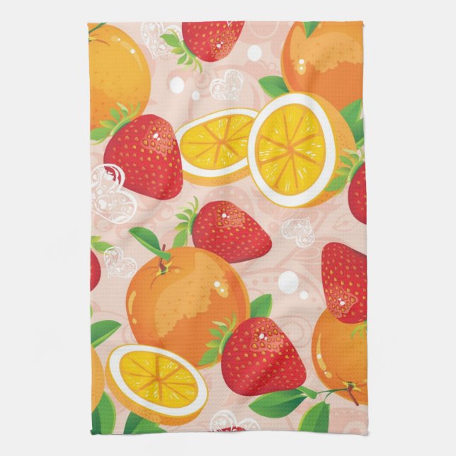 Abstract pattern with strawberry tea towel (Vertical)