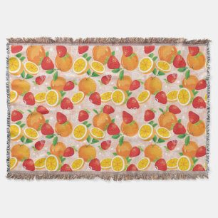 Abstract pattern with strawberry throw blanket