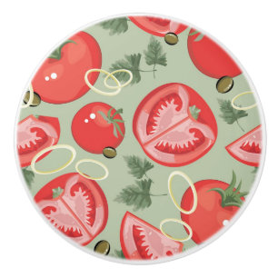 Abstract pattern with tomato ceramic knob