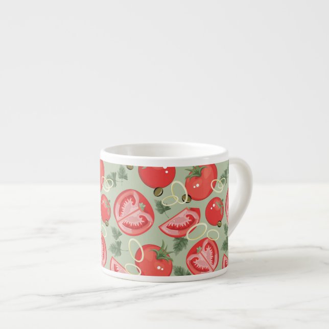 Abstract pattern with tomato espresso cup (Front Right)