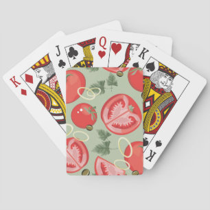 Abstract pattern with tomato playing cards