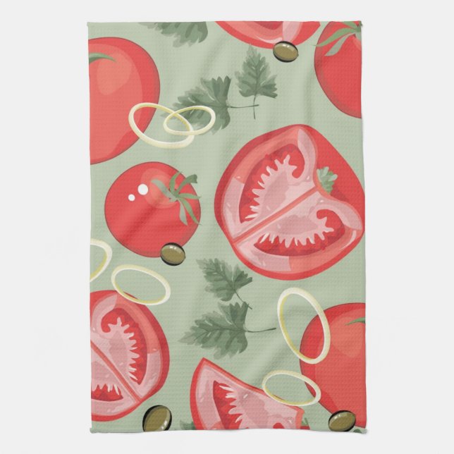 Abstract pattern with tomato tea towel (Vertical)